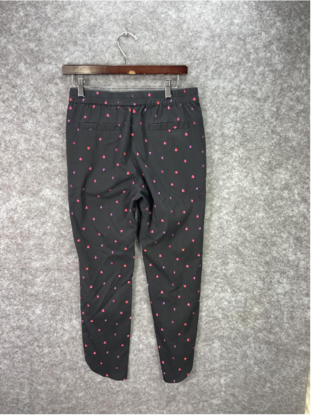 Marine Layer Pants Womens Small Black Queen Of Hearts Print Jogger Twill Stretch - Picture 8 of 11